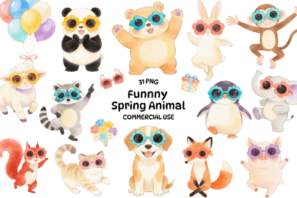Brighten Designs with This Playful Spring Animal Clipart