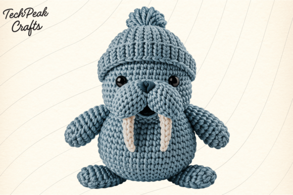 Bring Cozy Ocean Charm to Your Designs with a Crochet Walrus PNG