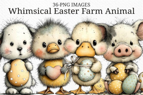 Bring Easter to Life with Whimsical Farm Animal Clipart PNGs