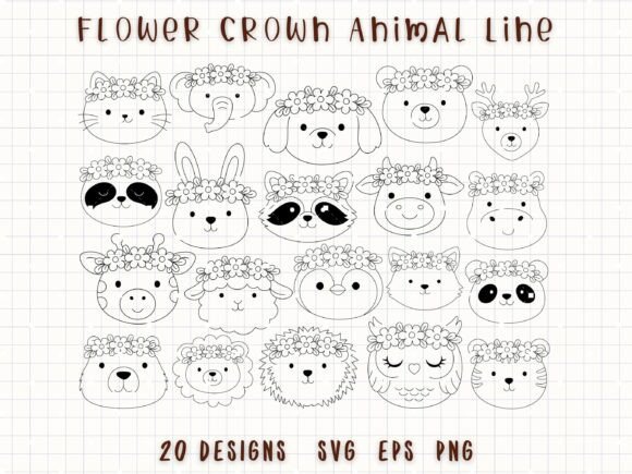 Charming Flower Crown Animals SVG for Creative Projects