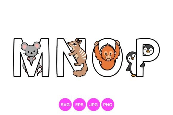 Cute Animal Alphabet Letters: A Playful Design Asset