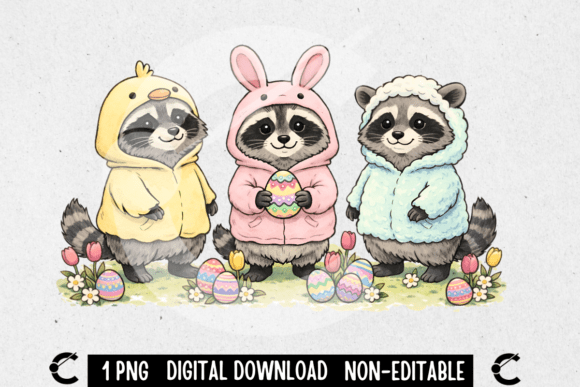 Cute Easter Raccoon and Friends: A Design Asset for Spring Projects