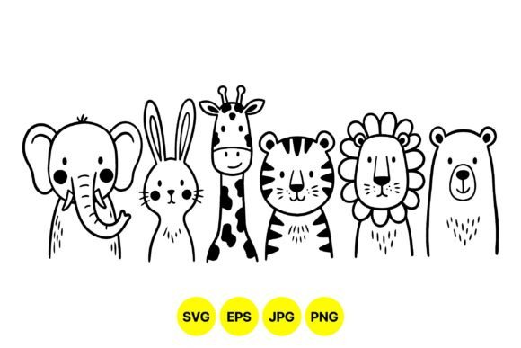 Cute Safari Animal Clipart Line: Design Essentials
