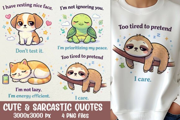 Cute Sarcastic Animal Quotes PNG Designs for Your Projects