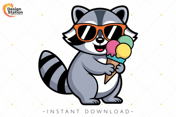 Cute Summer Raccoon PNG Clipart: Instant Summer Charm