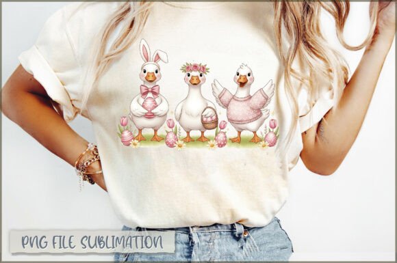 Easter Animal Silly Easter Goose PNG: A Kawaii Retro Design