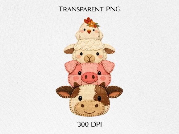 Embrace Rustic Charm with a Cottagecore Farm Animal Stack PNG