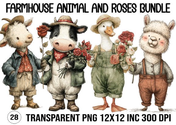 Farmhouse Animal and Roses Bundle: A Designer's Field Guide