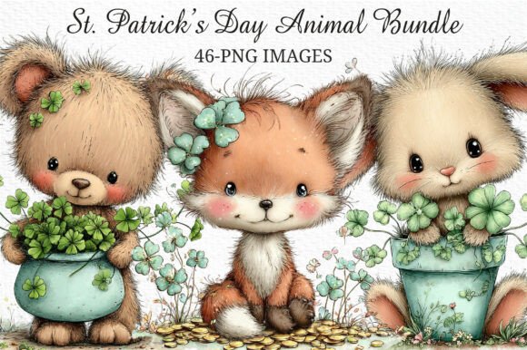 Lucky Charm Design: St. Patrick’s Day Animal Bundle Clipart