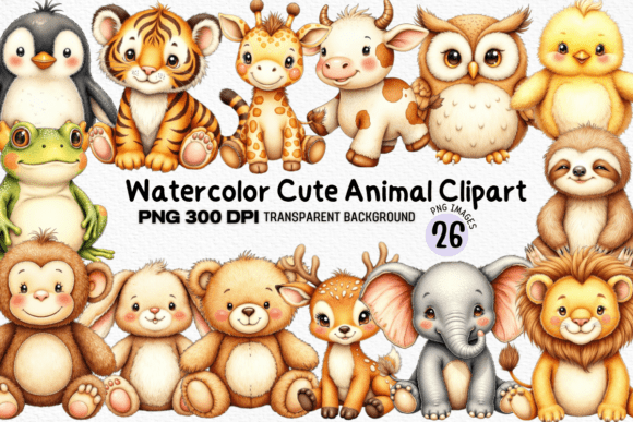 Watercolor Cute Animal Clipart Bundle: A Creative Asset for Storybook Charm