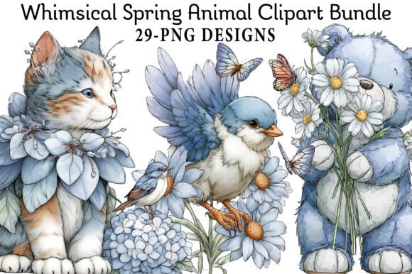 Whimsical Spring Animal Clipart Bundle: Fresh Design Assets