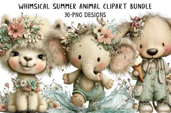Whimsical Summer Animal Clipart Bundle: Your Go-To Design Asset